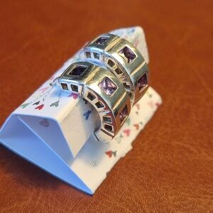 Silver & Amethyst Geometric Earrings